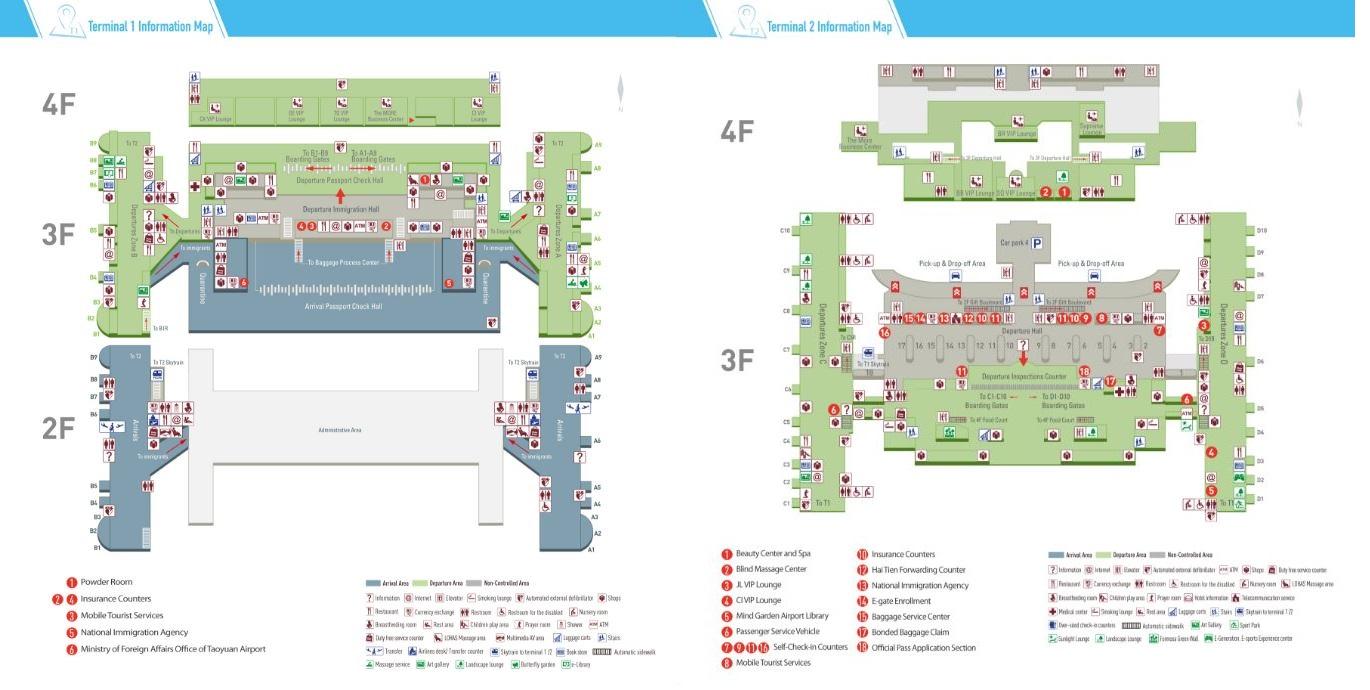 taoyuan airport terminal 2 departure map