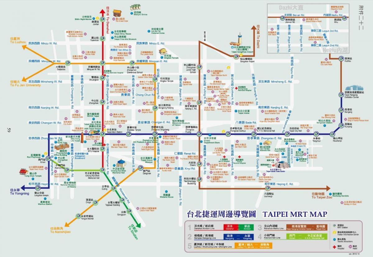 Taipei metro map with attractions