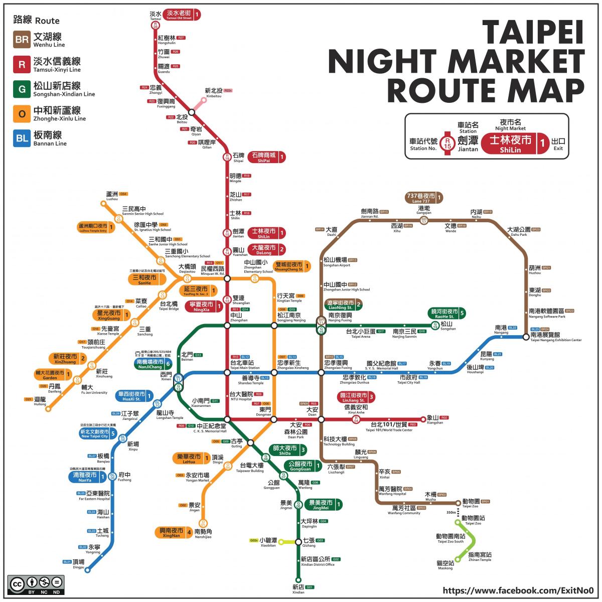 map of Taipei night markets